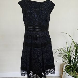 Eliza J Navy And Black Lace Formal Dress